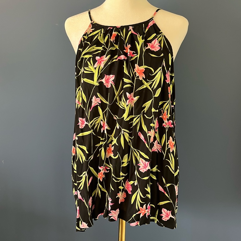 Gap High Neck Pink Floral spaghetti strap top